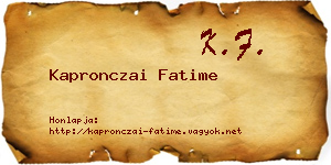 Kapronczai Fatime névjegykártya